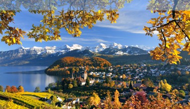 Blick auf die Schweizer Alpen Idylle