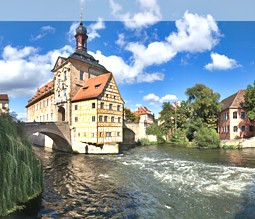 Blick auf das alte Rathaus von Bamberg